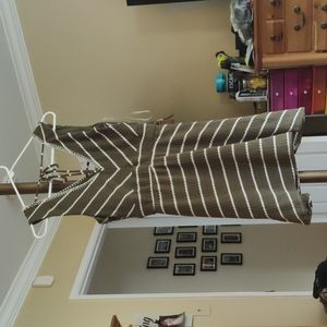 Army Green/White Stripe Dress